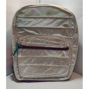 Wonder Nation White Iridescent & Purple Backpack with Rainbow Colored Accents